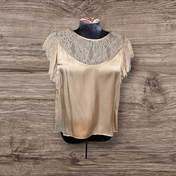 CAMI NYC Silk & Lace Cap Sleeve Blouse Top Size XS - Picture 1 of 8